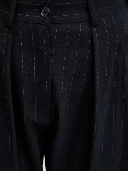 Шерстяные брюки Pinko с высокой посадкой синие