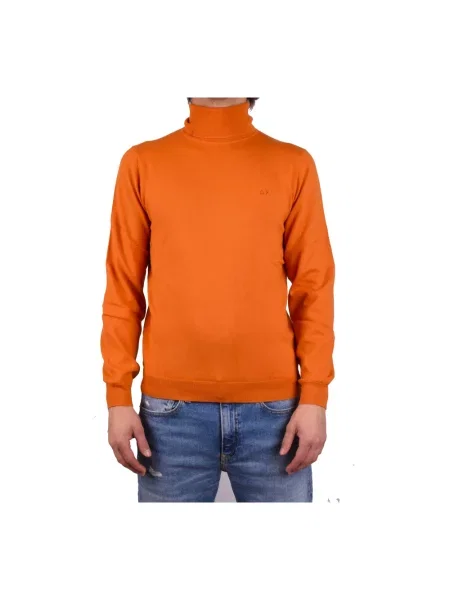 Sweter z golfem Sun68 pomarańczowy