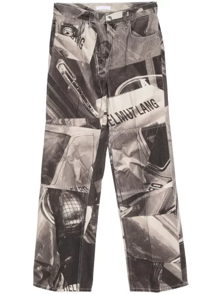 Blugi drepți Helmut Lang cu imagine alb