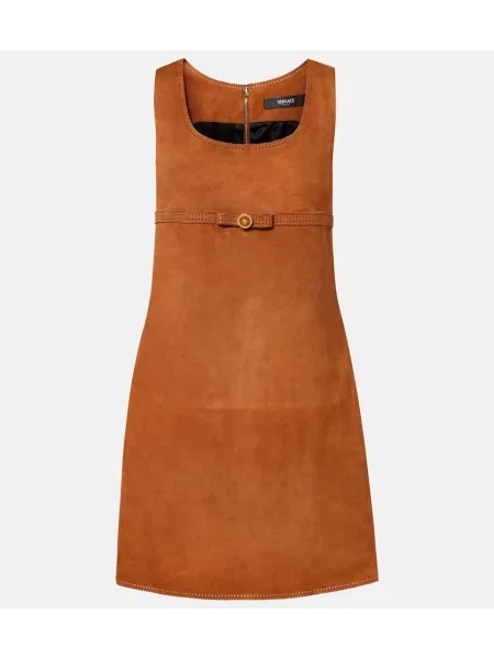 Rochie Versace din piele de căprioară maro