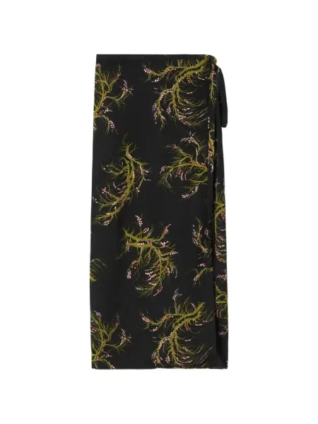 Fustă midi Rodebjer cu model floral cu imagine plic negru