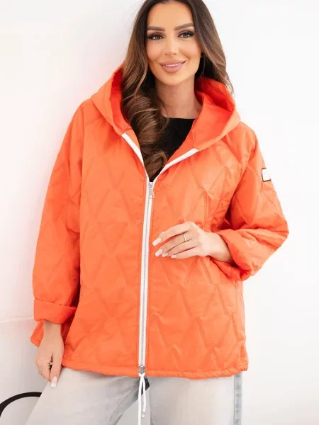 Jachetă matlasată Kesi Włoski cu glugă alb