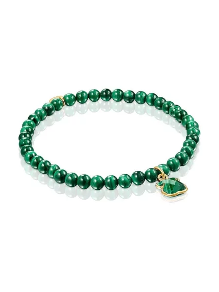 Zapestnica iz srebra prevlečenega z zlatom Tous Icon Color zelena