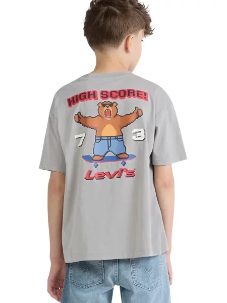 Levi's majica za djecu s pamukom PIXELATED BEAR TEE siva