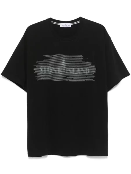 Tricou Stone Island din jerseu cu strasuri negru