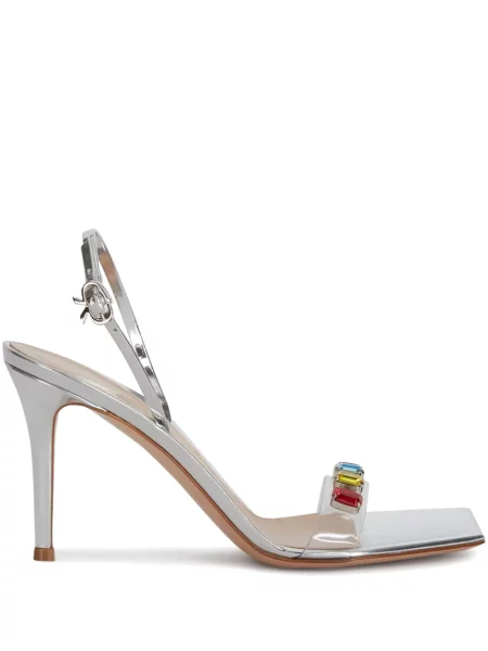 Sandale Gianvito Rossi de cristal argintiu