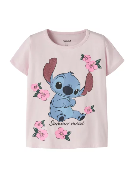 NAME IT Tričko NMFAnn Stitch opálová / čokoládová světle růžová