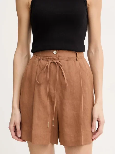 Marella pantaloni scurți din in ZANNATA maro