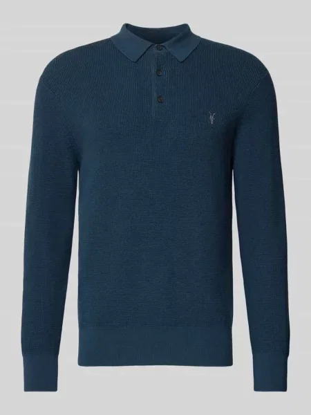 Sweter z dzianiny z kołnierzykiem polo i listwą guzikową Allsaints