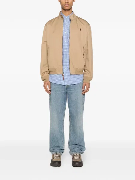 Polo Polo Ralph Lauren z dekoltem w serek z autografem z twillu brązowe