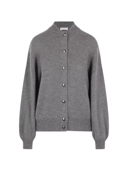 Cardigan Brunello Cucinelli cu paiete gri