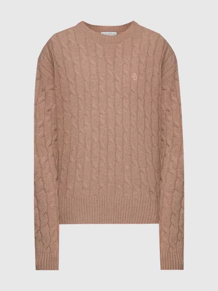 Светр з вовни у фактурний візерунок Ballantyne коричневий