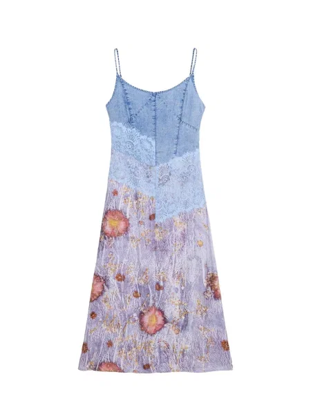 Desigual Rochie denim / maro / ombră / mov liliachiu albastru