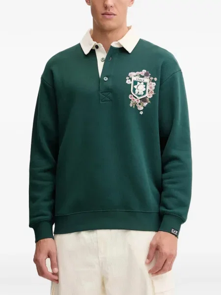 Polo Ea7 Emporio Armani cu model floral cu imagine verde