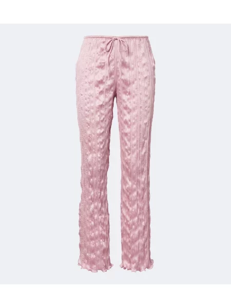 Pantaloni Posse din satin roz