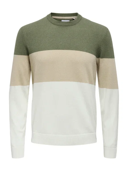 Only & Sons Pulover ONSRex bej / oliv alb