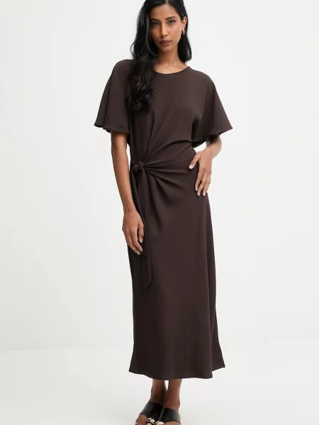 Answear.LAB sukienka maxi rozkloszowana brązowy