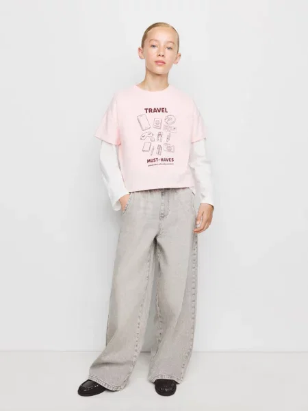 Wzorzysty t-shirt Dzieci lata MANGO KIDS różowy