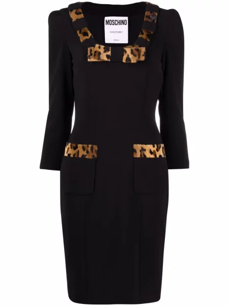 Rochie Moschino cu funde cu model leopard negru