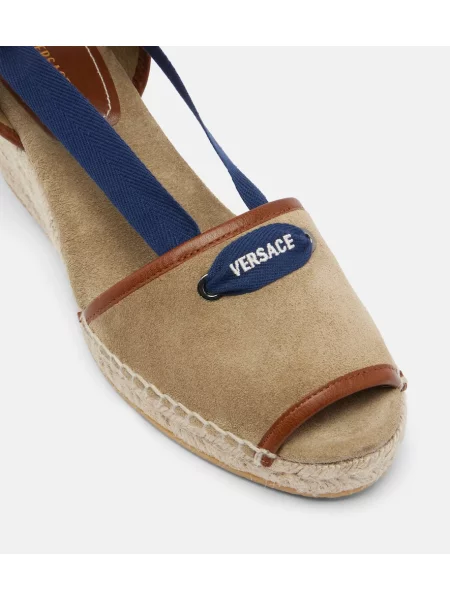 Espadrile Versace din piele de căprioară bej
