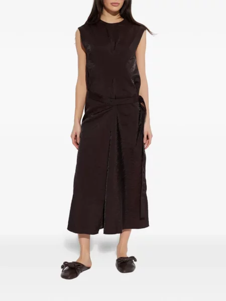Midi rochie midi Studio Nicholson cu legături de costum maro