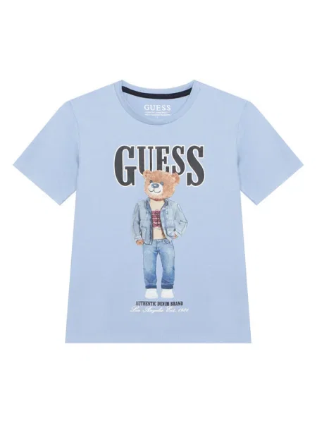 Guess Tricou celest albastru