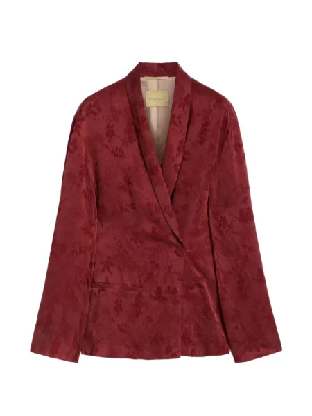 Geacă Momoni cu model floral din jacard roșu