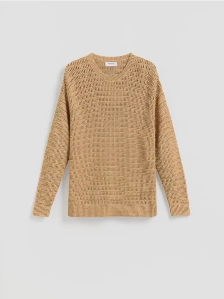 Reserved Ażurowy sweter warm olive