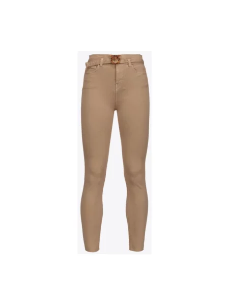 Skinny jeansy skinny Pinko beżowe