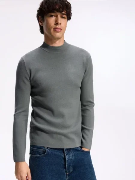Reserved Sweter z półgolfem zielony