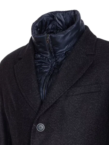 Palton Herno cu model herringbone albastru