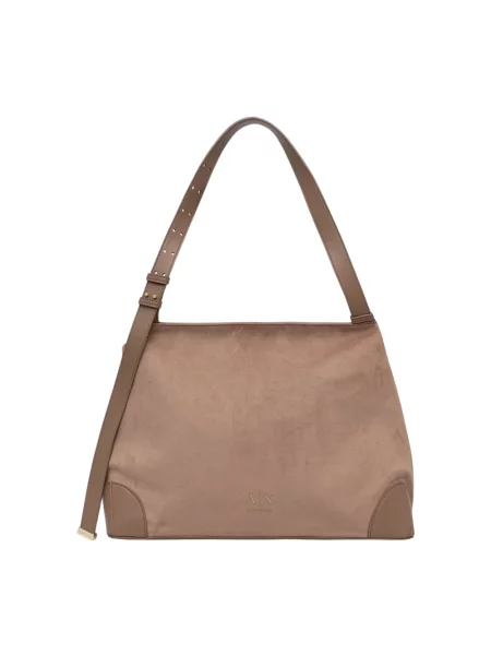 Shopperka Armani Exchange zamszowa brązowa