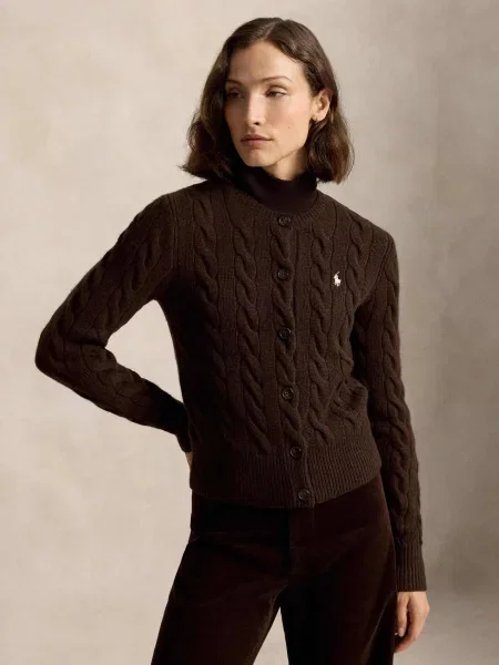 POLO RALPH LAUREN De lână cardigan cu adaos de cașmir maro