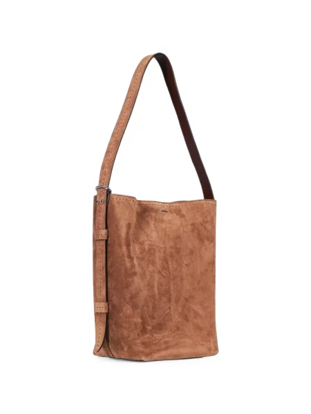 Geantă shopper Max Mara din piele de căprioară maro