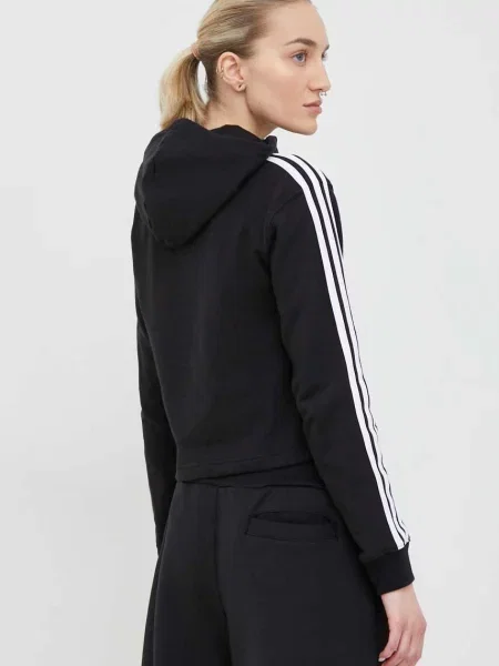 Mikina adidas s kapucí vzorovaná černá