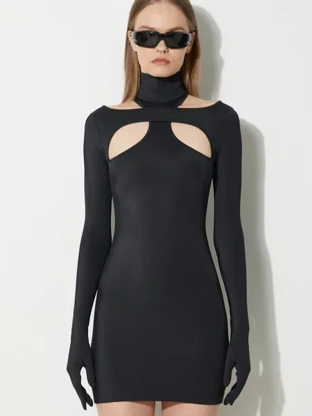 VETEMENTS rochie Cut-Out Styling Dress With Gloves mini mulata negru