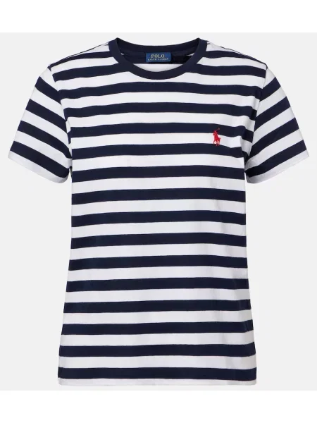 Tricou polo Polo Ralph Lauren cu dungi din jerseu cu autograf albastru