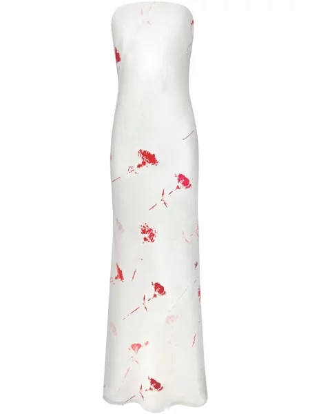 Rochie Alejandra Alonso Rojas de mătase de costum alb