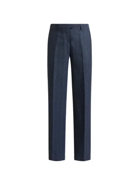 Pantaloni Etro din jacard albastru