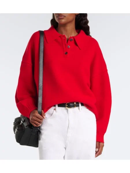 Tricou polo Arch4 din cașmir roșu