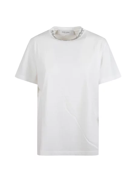 Koszulka Golden Goose z kryształkami biała