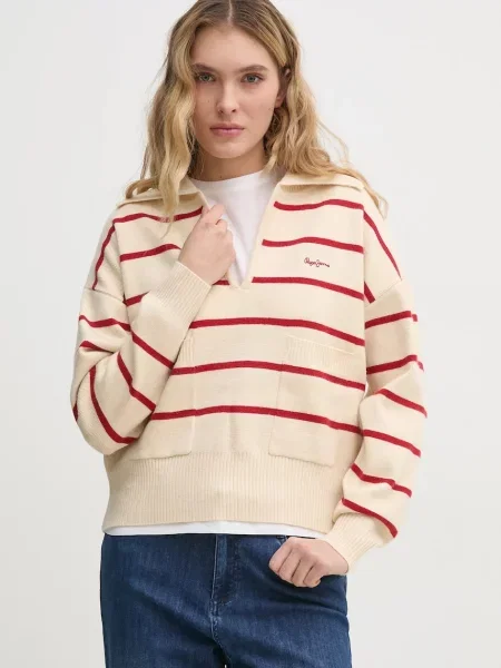 Pepe Jeans sweter PRISCILLA lekki beżowy