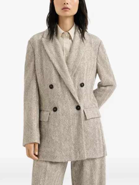 Sacou Brunello Cucinelli cu broderie de lână