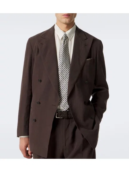 Cravată Dunhill de mătase cu model pepito bej