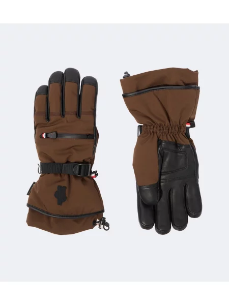 Mănuși Moncler Grenoble din piele maro