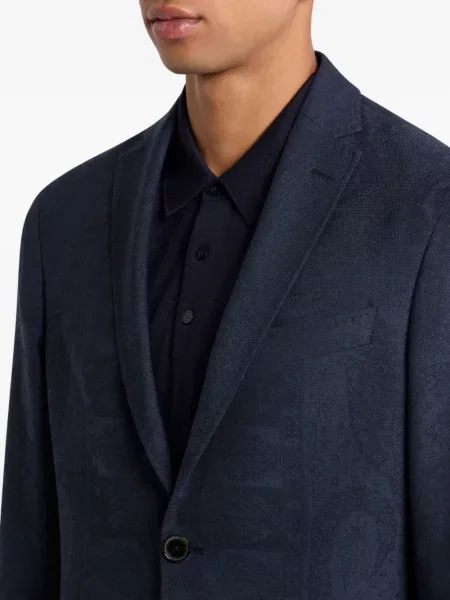 Sacou Etro de lână cu imagine cu model paisley albastru