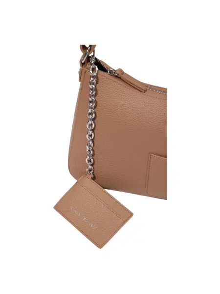Armani Exchange torebka hobo z imitacji skóry beżowa