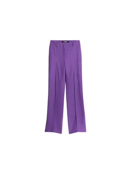 Lniane spodnie Jacquemus fioletowe