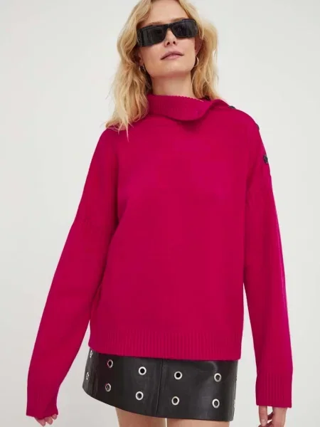 The Kooples pulover de lana femei cu turtleneck roz