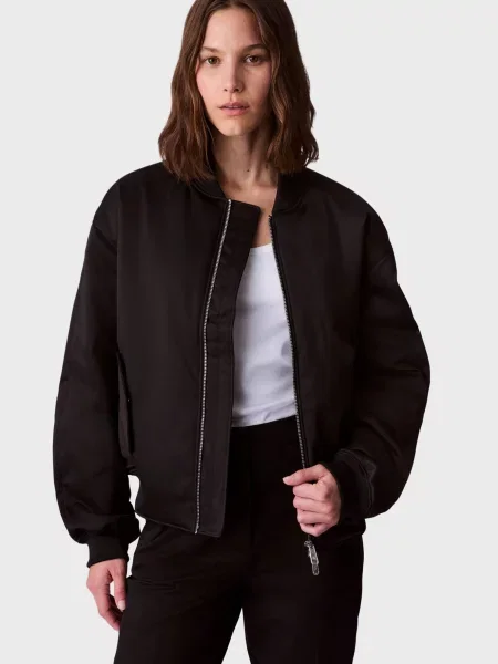 Атласна джинсова куртка Calvin Klein Jeans чорна